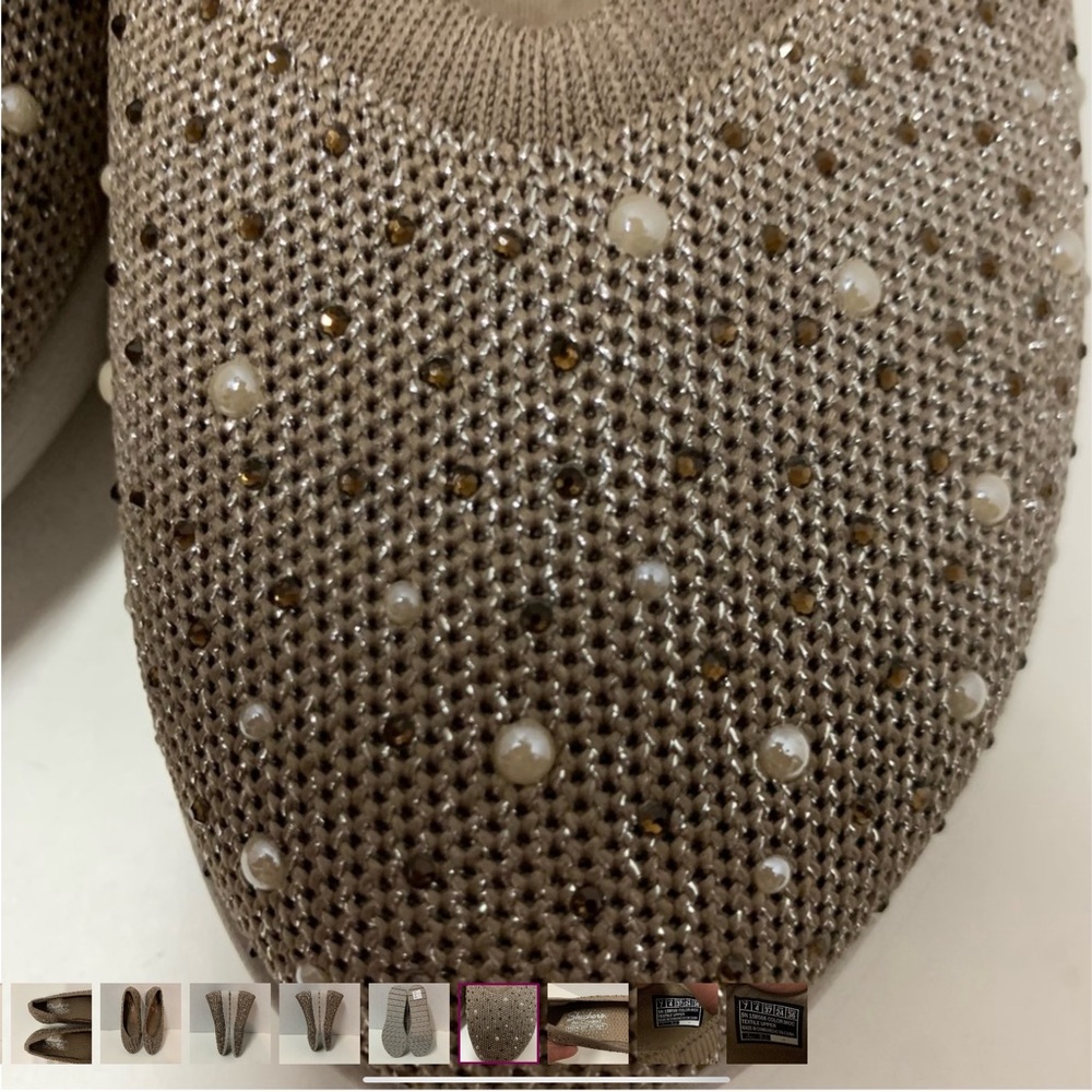 Skechers Stretch Fit Sparkle Knit Skimmers Cleo Flex Wedge Mocha size 7 NWT - Picture 3 of 6